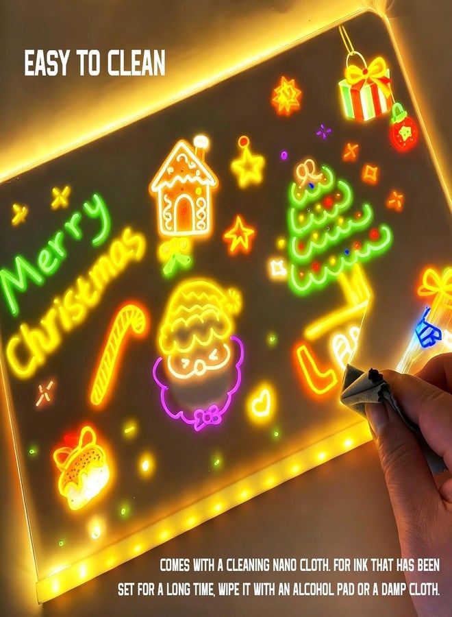 Zerkbiey LED Note Board with Colors, Lumiboards Led Drawing Board for Kids, Clear Drawing Board with Light, 12 Inch Light-Up Acrylic Writing Board, Ideal Gift for Birthdays, Christmas (30 X 20cm) - Image 3
